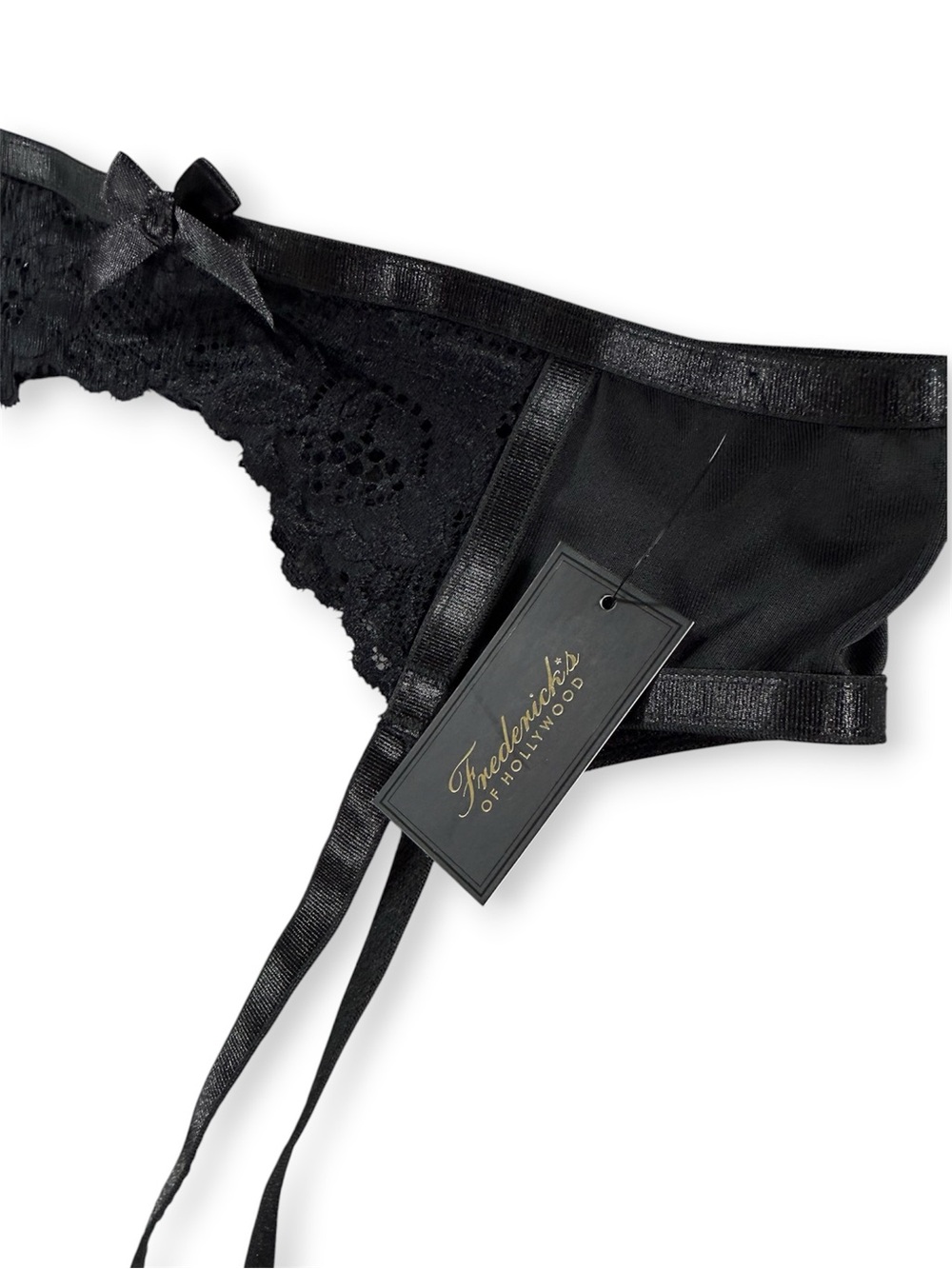 NWT Fredericks of Hollywood Black Lace Garter Belt with Satin Trim - Size S/M - Picture 3 of 5